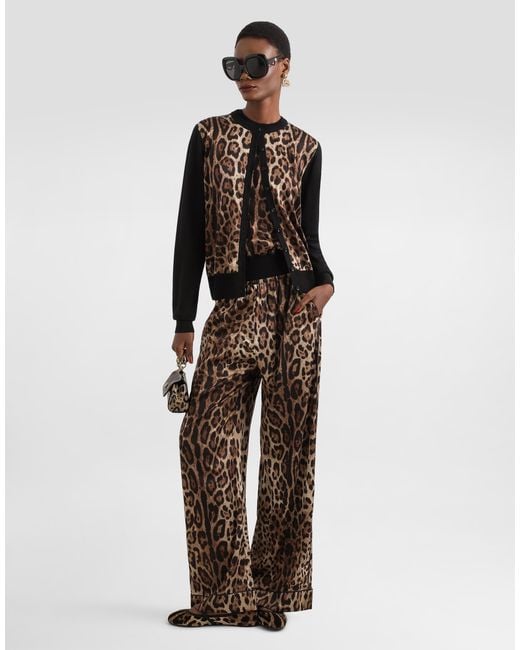 Dolce & Gabbana Black Leo- Wool Cardigan