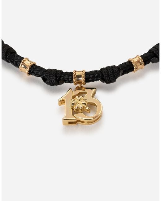 Dolce & Gabbana Blue Fabric Good Luck Bracelet With Pendant Charm for men