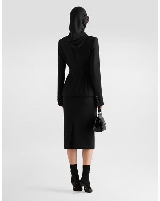 Dolce & Gabbana Black Double Wool Crêpe Skirt