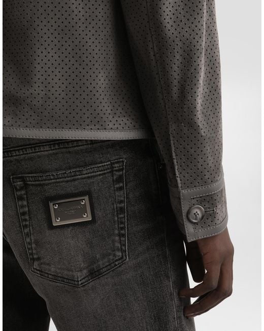 Dolce & Gabbana Gray Lamb-Suede Jacket for men