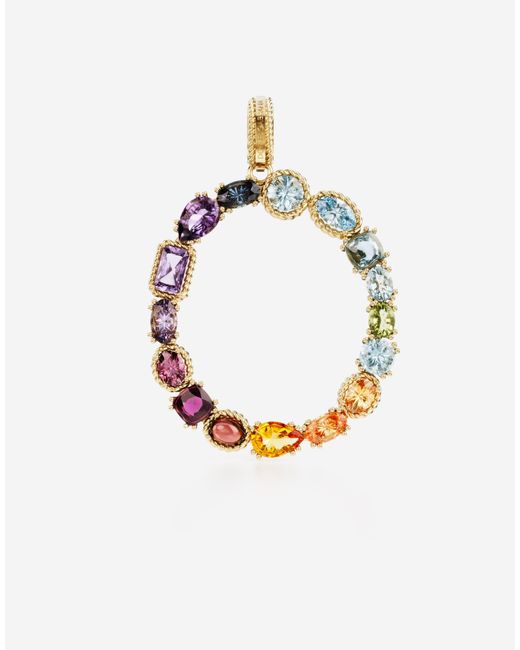 Dolce & Gabbana Metallic Lettering O Charm 18-Carat And Multicolored Gems