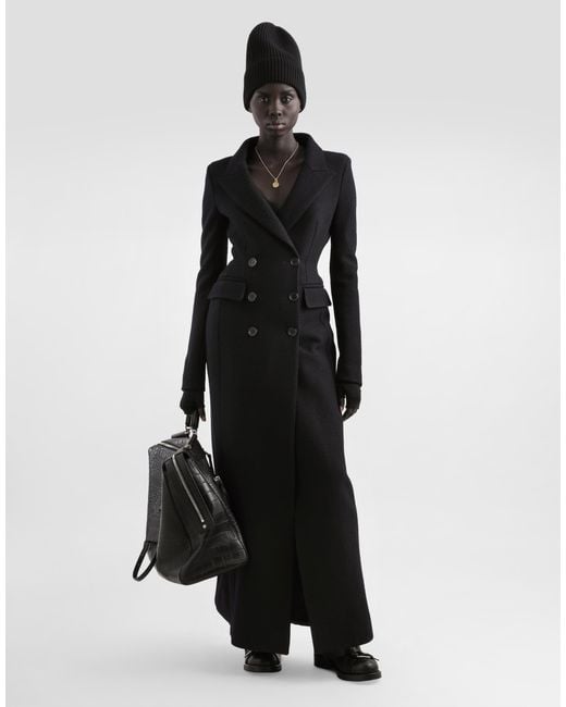 Dolce & Gabbana Black Double-Breastedwool Coat
