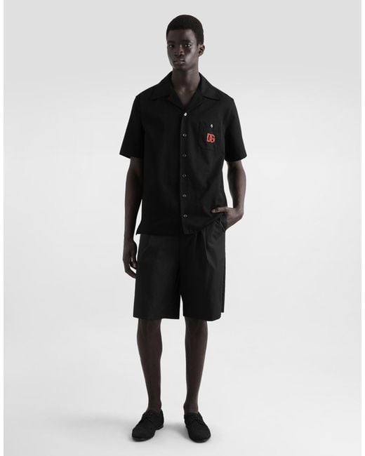Camisa Hawaii Con Logotipo Dg Bordado Dolce & Gabbana de hombre de color Black