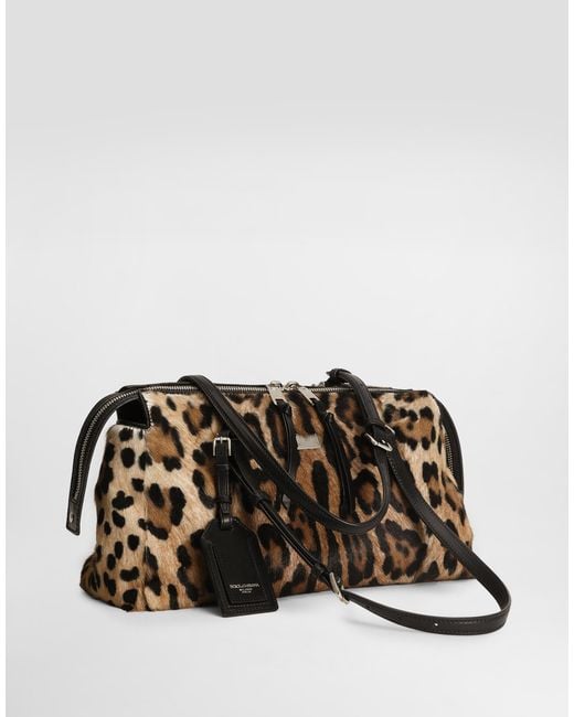 Dolce & Gabbana Black Leo-Print Vittoria Bag