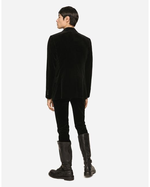 Dolce & Gabbana Black Single-Breasted Smooth Velvet Suit for men