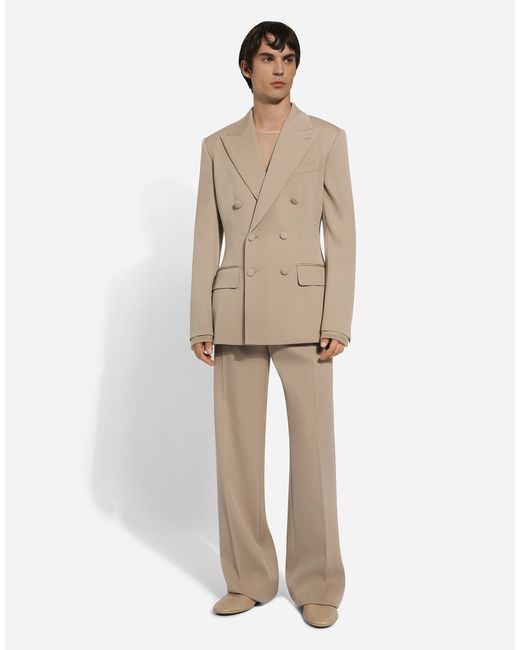 メンズ Dolce & Gabbana ダブルブレストブレザー ドルチェフィット ストレッチウール Natural
