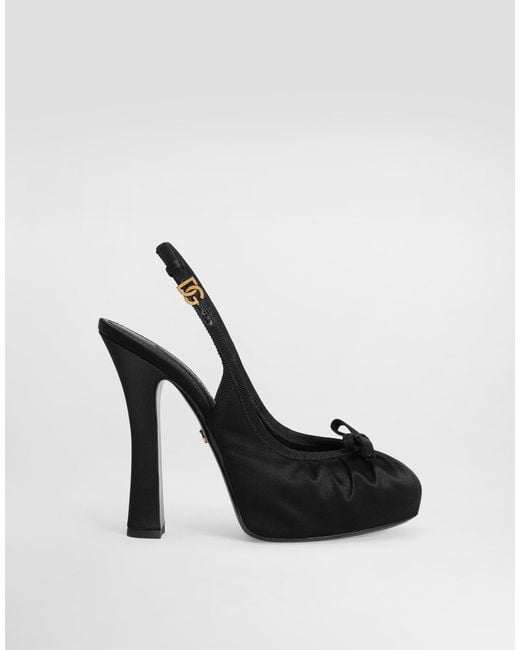 Dolce & Gabbana Black Satin Slingbacks