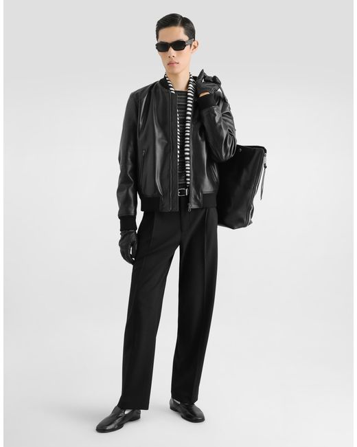 Dolce & Gabbana Black Calfskin Bomber Jacket� for men
