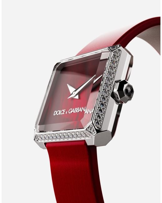 Dolce & Gabbana Red Sofia Steel Watch With Diamonds