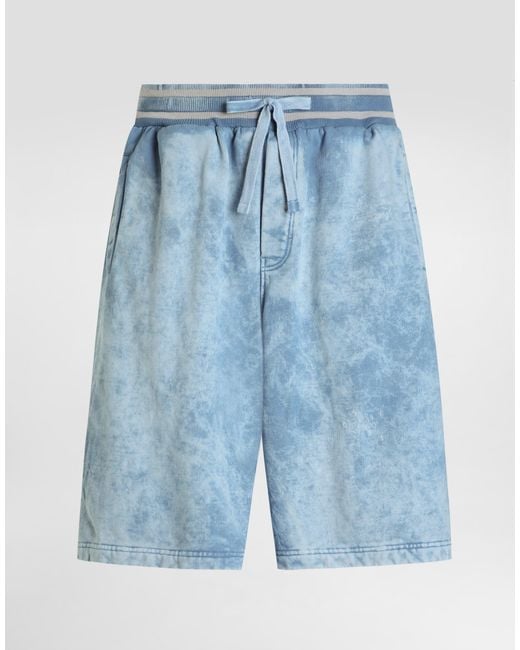 Dolce & Gabbana Blue Treated Jersey Bermuda Shorts for men
