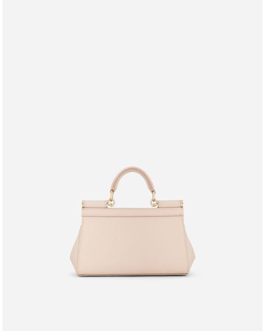 Borsa Sicily piccola in pelle di vitello dauphine di Dolce & Gabbana in Natural