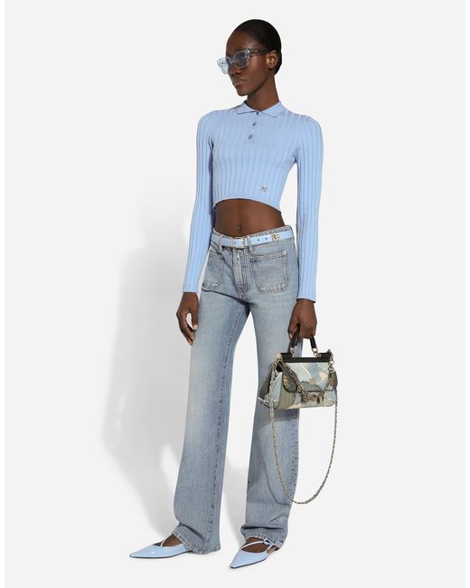 Dolce & Gabbana Blue Cotton Denim Work Jeans