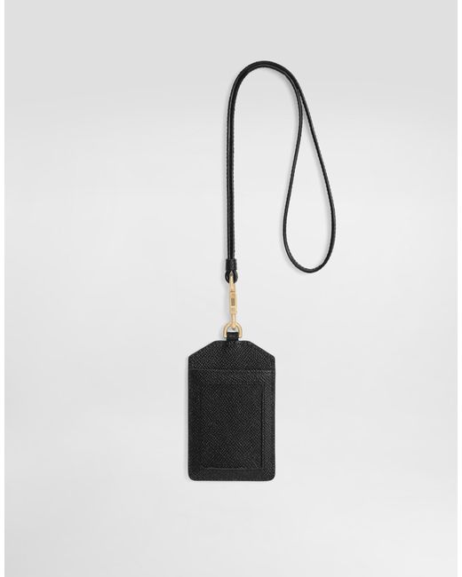 Dolce & Gabbana White Dauphine Calfskin Keychain With Plate