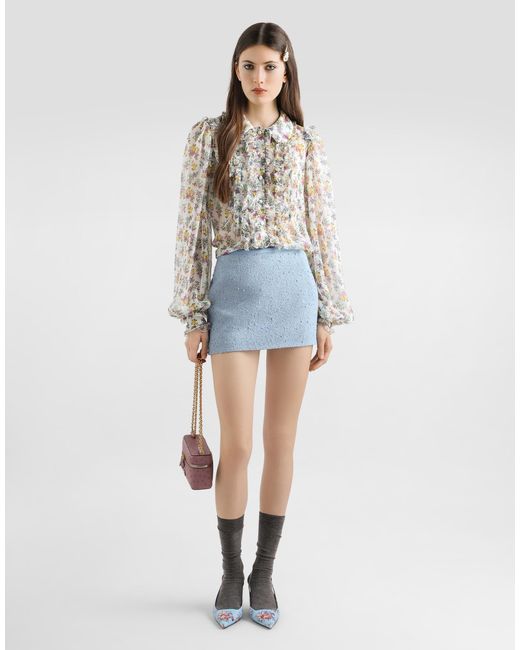Dolce & Gabbana Blue Basketweave Skirt