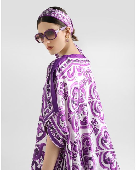 Dolce & Gabbana Purple Majolica-Print Twill Caftan