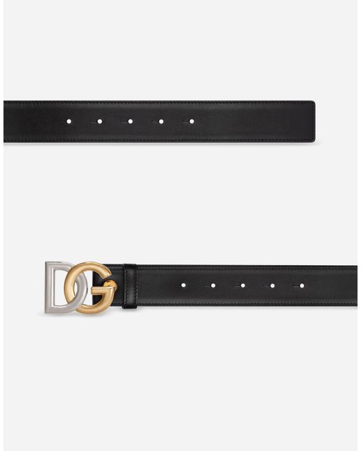 Dolce & Gabbana Black Double-Plated Dg-Logo Belt for men