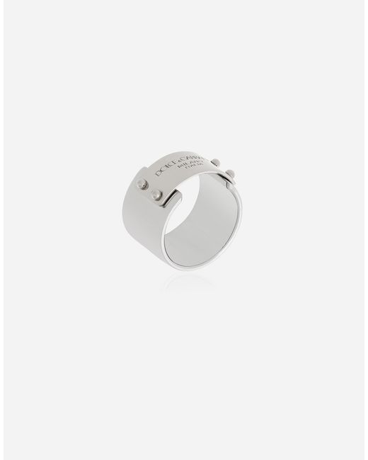 Dolce & Gabbana White Ring With Branded Tag for men