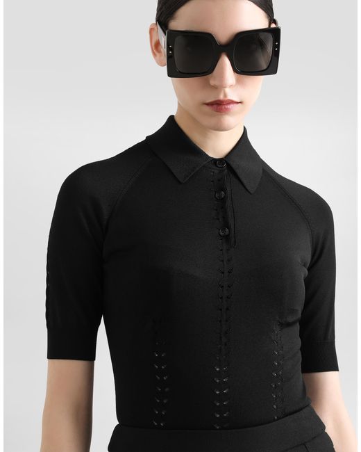 Dolce & Gabbana Black Viscose Polo-Shirt