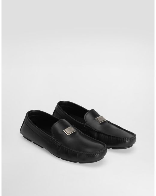 Dolce & Gabbana White Dg Driver Calfskin Loafers for men