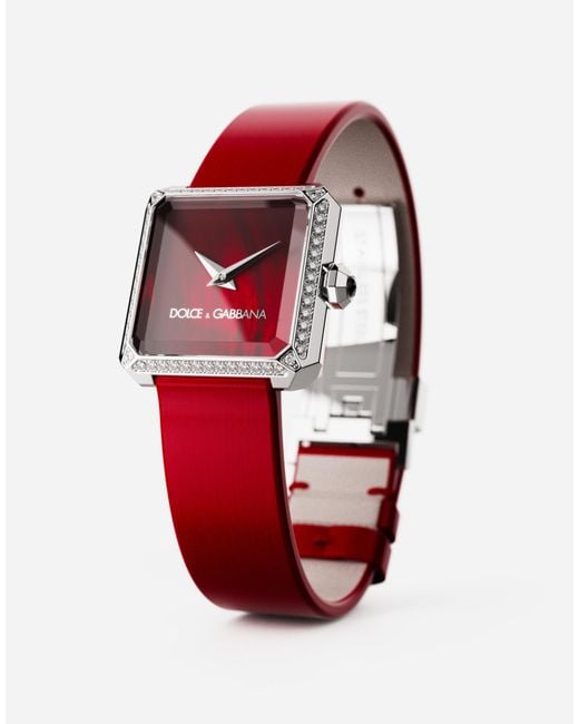 Dolce & Gabbana Red Sofia Steel Watch With Diamonds