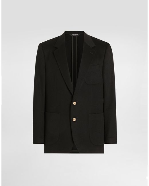 Dolce & Gabbana Black Single-Breasted Portofino Cashmere Jacket for men
