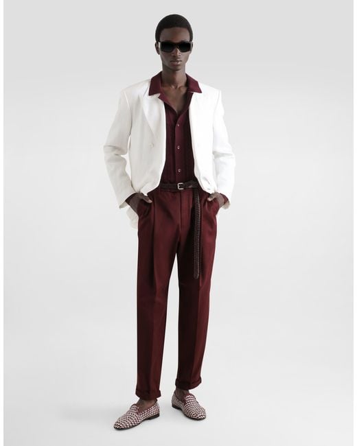 Dolce & Gabbana Purple Cotton Openwork-Knit Shirt for men