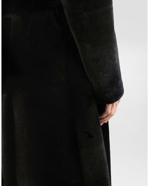 メンズ Dolce & Gabbana Double-Breasted Shearling Coat Black