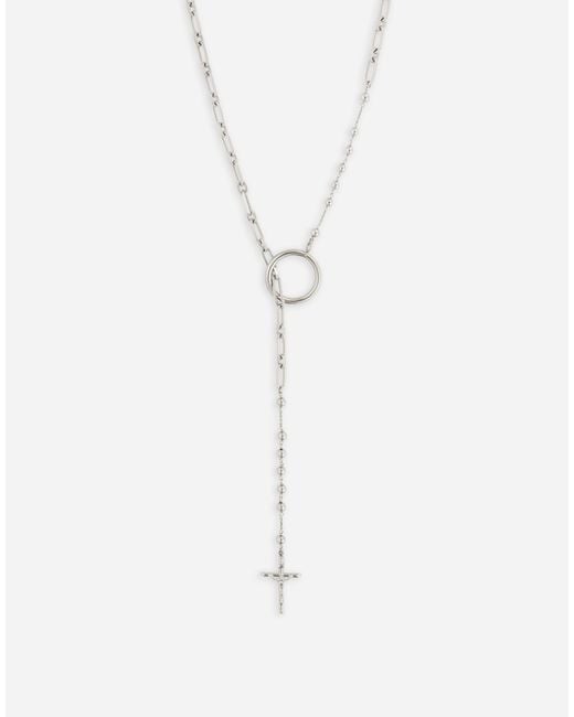 Rosary Necklace With Chain Detailing Dolce & Gabbana de color White