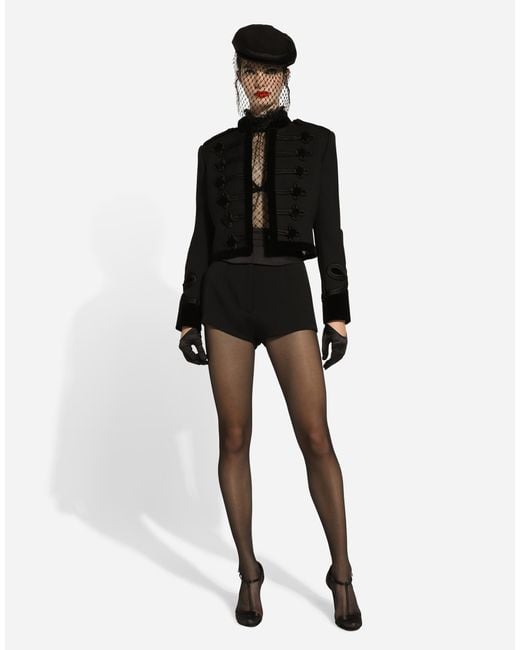Dolce & Gabbana Black Double Wool Gabardine Tailcoat With Epaulets