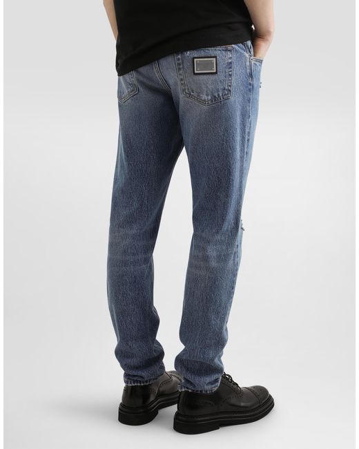 メンズ Dolce & Gabbana Regular Cotton Jeans Blue