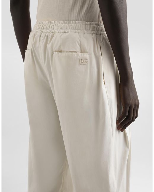 Dolce & Gabbana White Pleated Drawstring Trousers for men