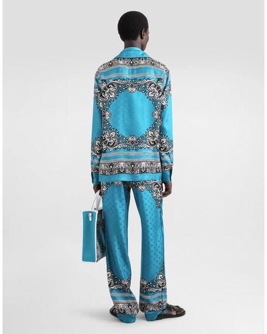 Dolce & Gabbana Seidenhemd Mit Bandana-Print in Blue für Herren