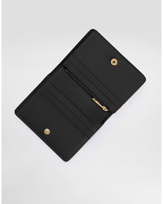 Cartera En Piel De Becerro Brillante Con Estampado De Leopardo Dolce & Gabbana de color Metallic