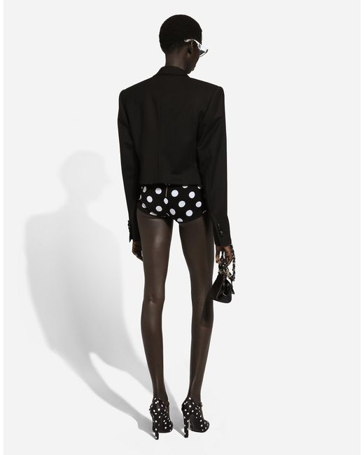 Dolce & Gabbana ドット柄 ウール&シルク ハイウエスト パンティ Black