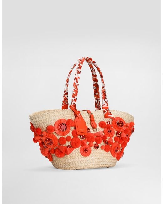 Dolce & Gabbana Red Coffa Capri Bag With Embroidery