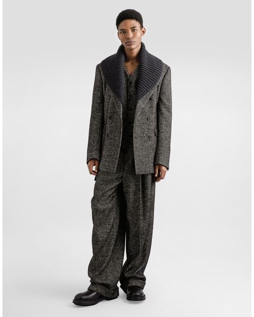 メンズ Dolce & Gabbana Wool Chevron Single-Breasted Vest Gray