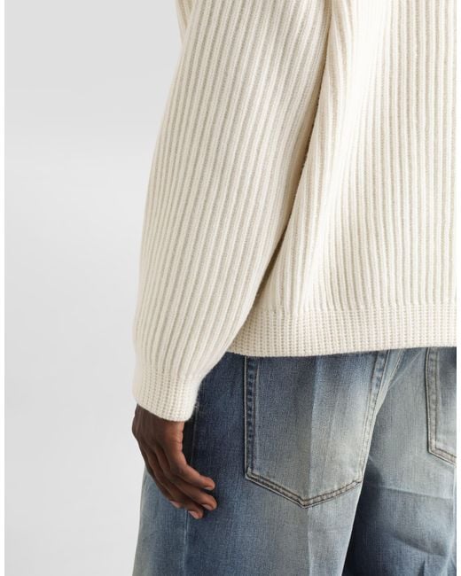 Dolce & Gabbana White Sweater With Sequins for men