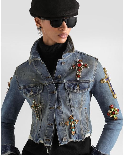 Dolce & Gabbana Blue Denim Jacket With Embroidery