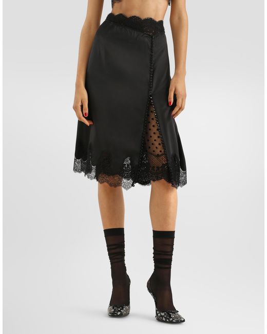Dolce & Gabbana Black Satin Skirt