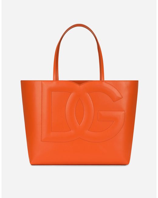 Dolce & Gabbana ロゴ ショッピングバッグ ミディアム カーフスキン Orange