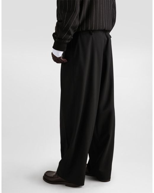 Dolce & Gabbana Black Virgin Wool Gabardine Trousers� for men