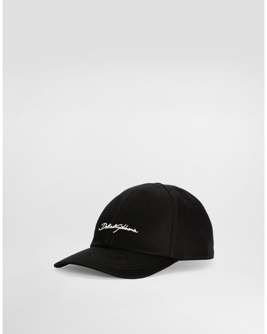 Dolce & Gabbana Black Logo-Emboridery Cotton Baseball Cap for men