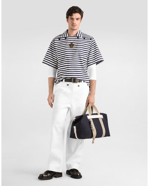 Dolce & Gabbana White Cotton Trousers for men