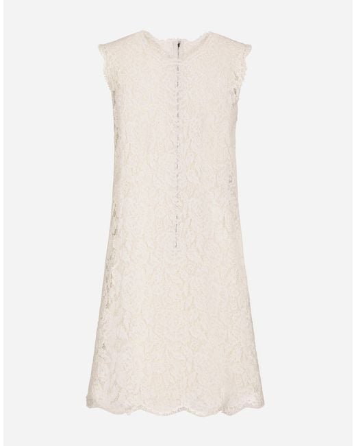 Dolce & Gabbana Natural Lace Dress With Floral Pattern
