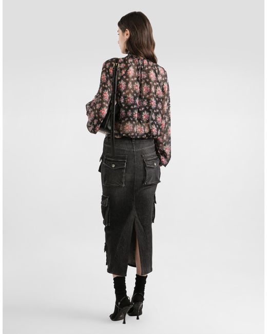 Dolce & Gabbana Black Denim Skirt
