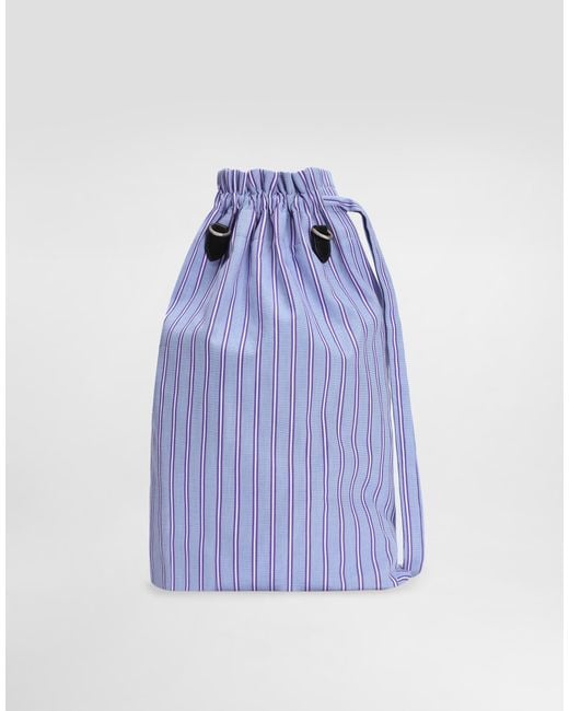 Dolce & Gabbana Blue Striped Poplin And Leather Crossbody Bag for men
