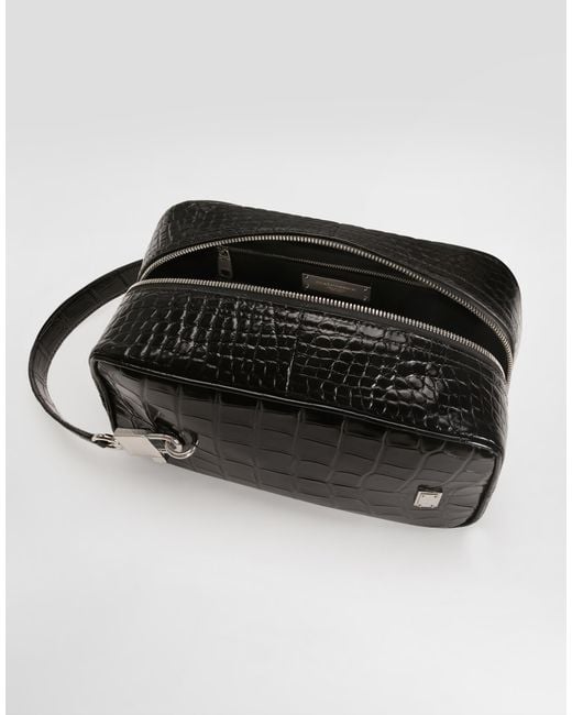 Dolce & Gabbana Black Lock Polished Alligator Handbag for men
