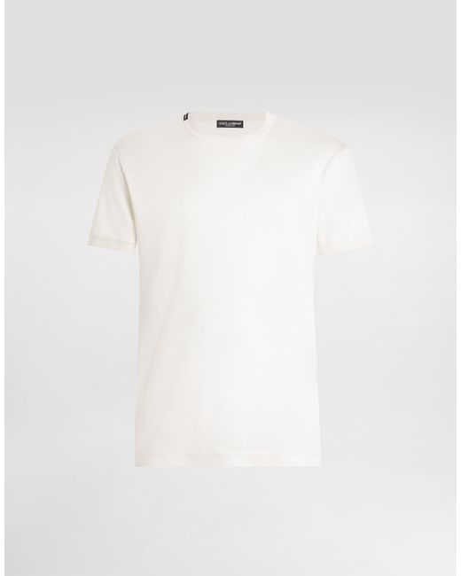 Dolce & Gabbana White Short-Sleeved Silk T-Shirt for men