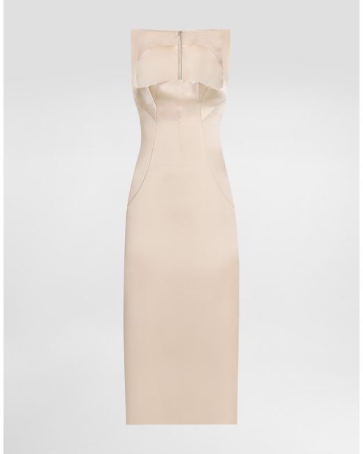 Dolce & Gabbana Natural Stretch Satin Calf-Length Sheath Dress