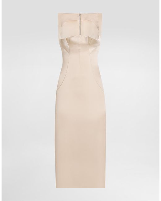 Dolce & Gabbana Natural Stretch Satin Calf-Length Sheath Dress